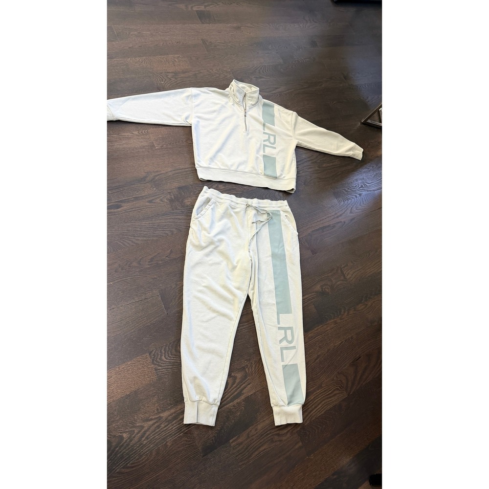 Lauren Ralph Lauren Quarter Zip Pullover & Joggers Set Sage Green L XL Tracksuit